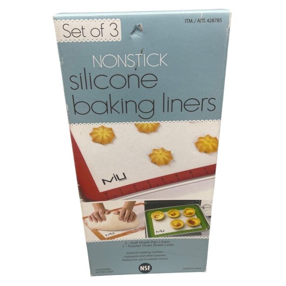 nonstick silicone baking liners set of 3 2 half sheet pan liners 1 toaster READ - Picture 1 of 6